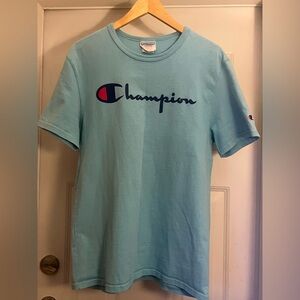 Champion Men’s T-Shirt Blue Logo Graphic Tee Size Medium 100% Cotton Streetwear